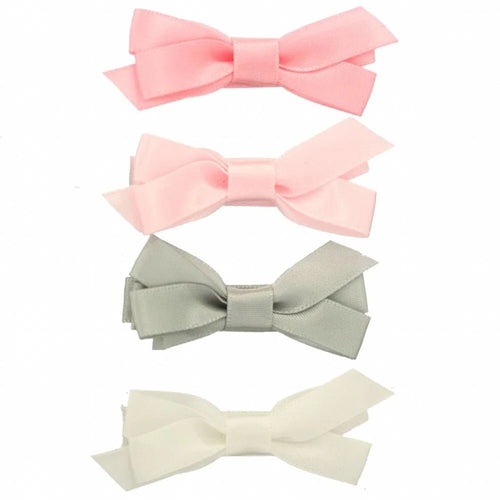 Girls Hair Clips With Ribbon Bow - Pastel (5cm) (Your Little Miss) - CottonKids.ie - Hair accessories - Girl - Hair Accessories - Your Little Miss