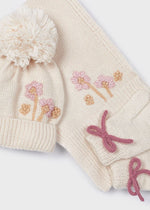 Girls' Hat, Scarf, & Gloves Set with Floral Embroidery (Mayoral)