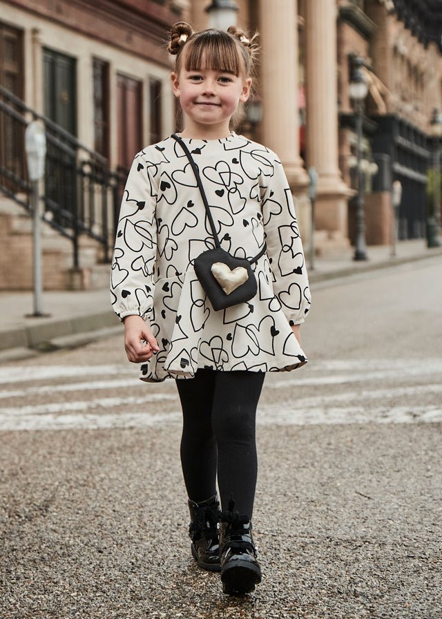 Girls' Heart Print Dress with Handbag (Mayoral)