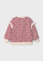 Girls Heart Print Ruffle Sleeve Pullover