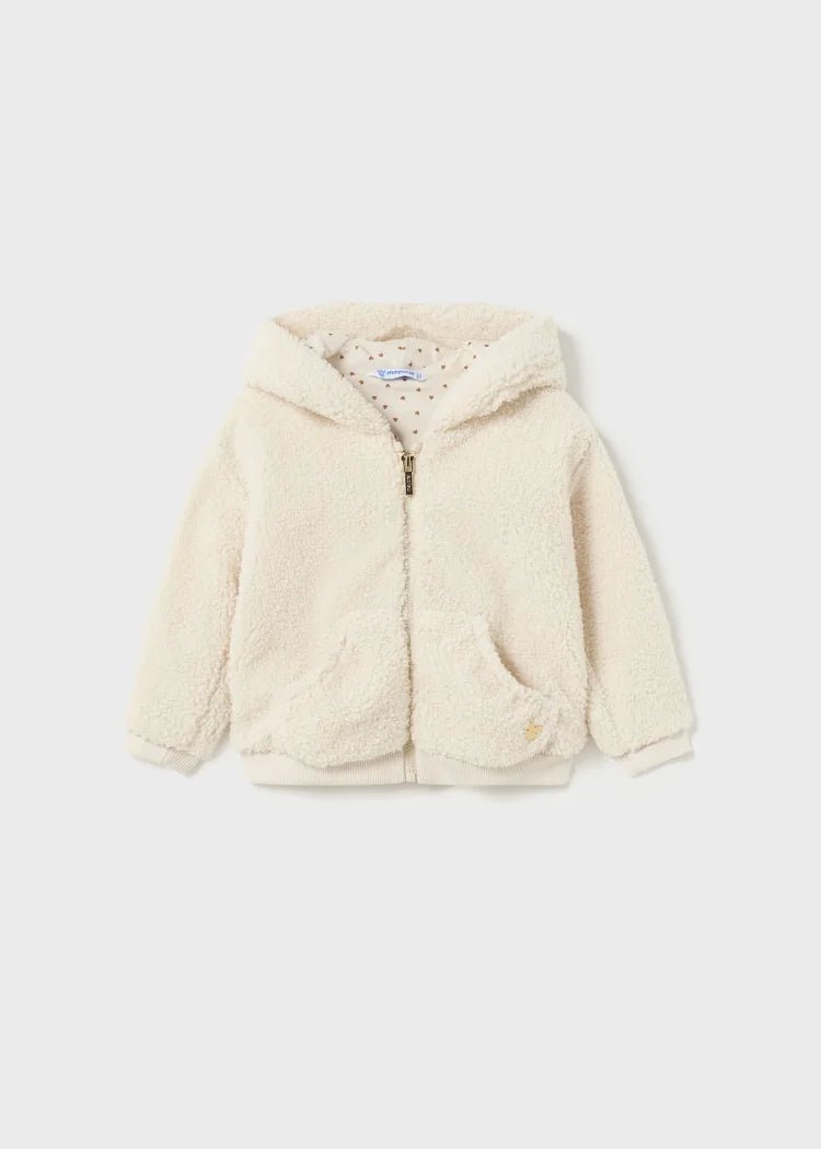 Girls Ivory Bouclé Fleece Zip - Up Jacket (mayoral)