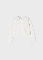 Girls Ivory Cropped Knitted Cardigan (mayoral)