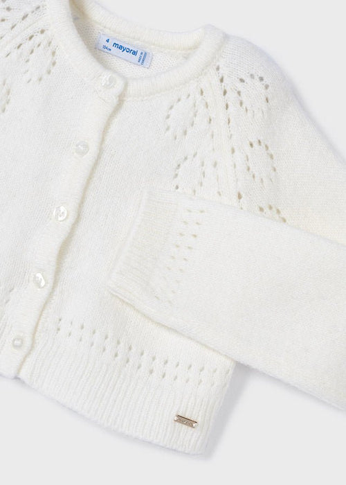 Girls Ivory Cropped Knitted Cardigan (mayoral)