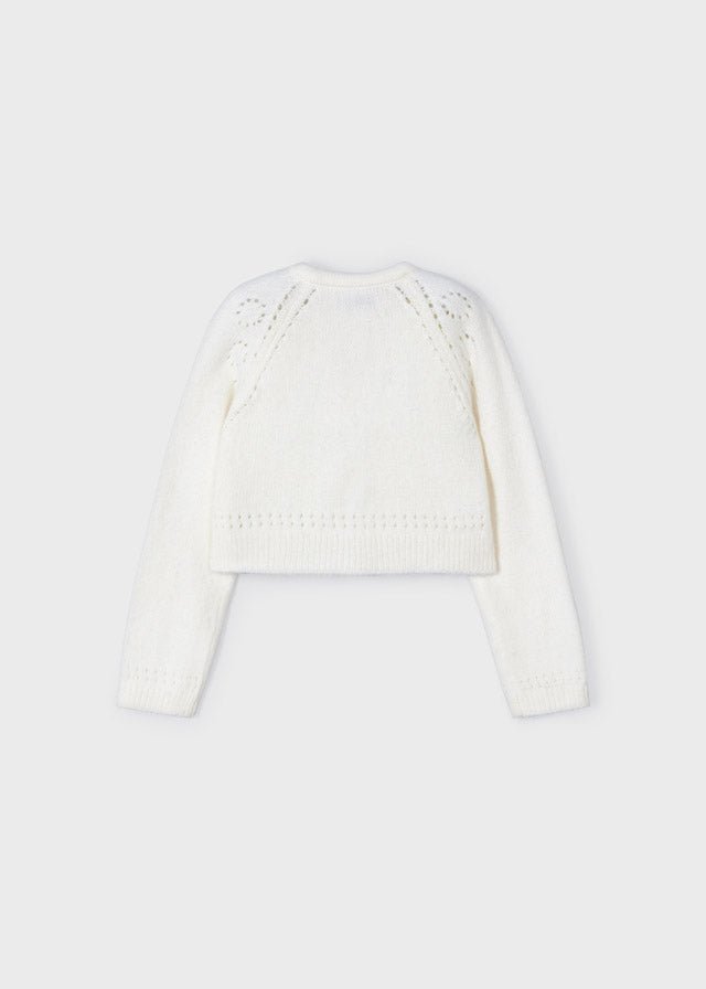 Girls Ivory Cropped Knitted Cardigan (mayoral)