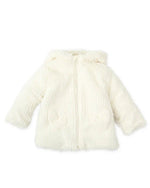 Girls Ivory Faux Fur Hooded Coat (Agatha Ruiz de la Prada)