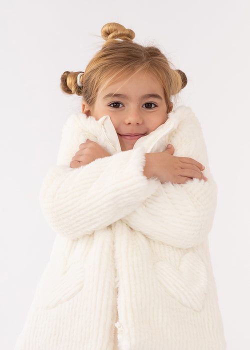 Girls Ivory Faux Fur Hooded Coat (Agatha Ruiz de la Prada)
