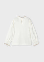 Girls Ivory & Gold Cotton Top (mayoral)