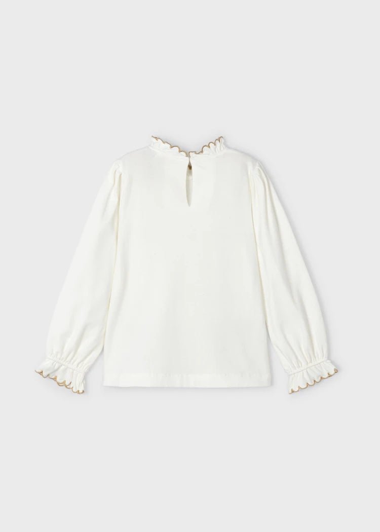 Girls Ivory & Gold Cotton Top (mayoral)