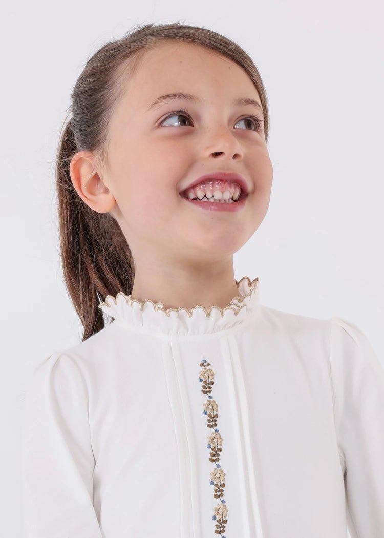 Girls Ivory & Gold Cotton Top (mayoral)