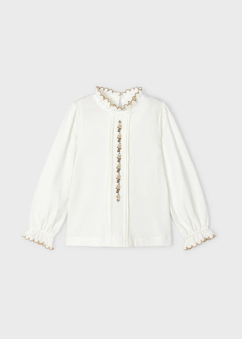 Girls Ivory & Gold Cotton Top (mayoral)