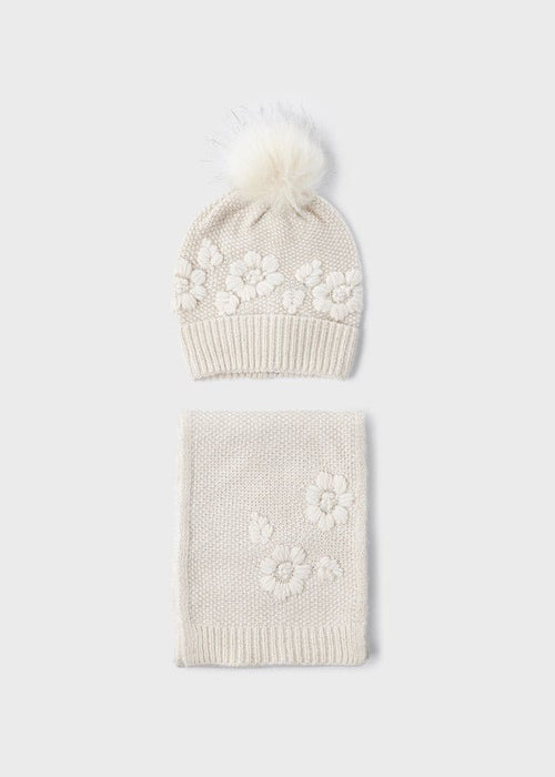 Girls Ivory Knitted Hat & Scarf Set (Mayoral)