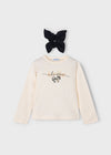 Girls Ivory Long Sleeve T-Shirt with Hairband