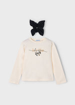 Girls Ivory Long Sleeve T-Shirt with Hairband