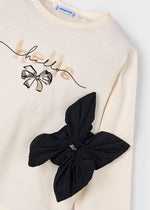 Girls Ivory Long Sleeve T-Shirt with Hairband