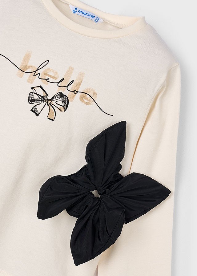 Girls Ivory Long Sleeve T-Shirt with Hairband