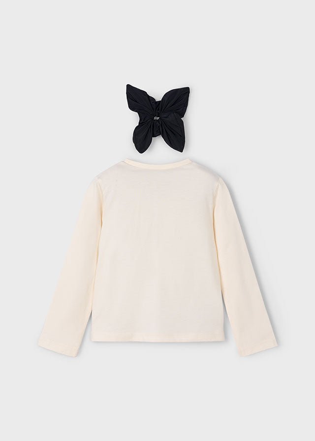 Girls Ivory Long Sleeve T-Shirt with Hairband