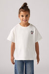 Girls Ivory Organic Cotton Rose T-Shirt