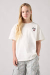 Girls Ivory Organic Cotton Rose T-Shirt