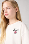 Girls Ivory Organic Cotton Rose T-Shirt