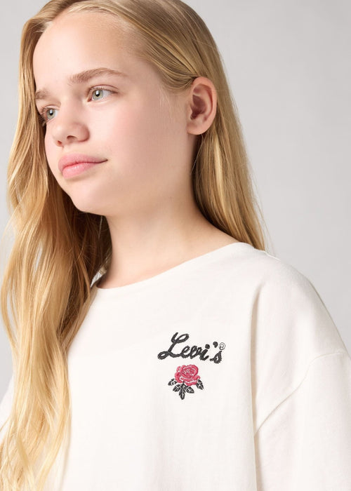 Girls Ivory Organic Cotton Rose T-Shirt