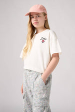 Girls Ivory Organic Cotton Rose T-Shirt