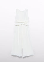 Girls Ivory Pleated Gauze Jumpsuit