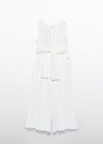 Girls Ivory Pleated Gauze Jumpsuit