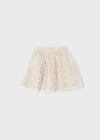 Girls Ivory Sequin & Tulle Floral Skirt (Mayoral)