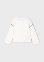 Girls Ivory Teddy Bear Long Sleeve T-Shirt