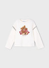 Girls Ivory Teddy Bear Long Sleeve T-Shirt