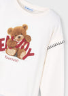 Girls Ivory Teddy Bear Long Sleeve T-Shirt