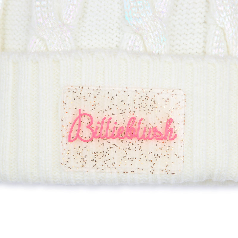 Girls Knit Hat with Pink Pom Poms (Billieblush)