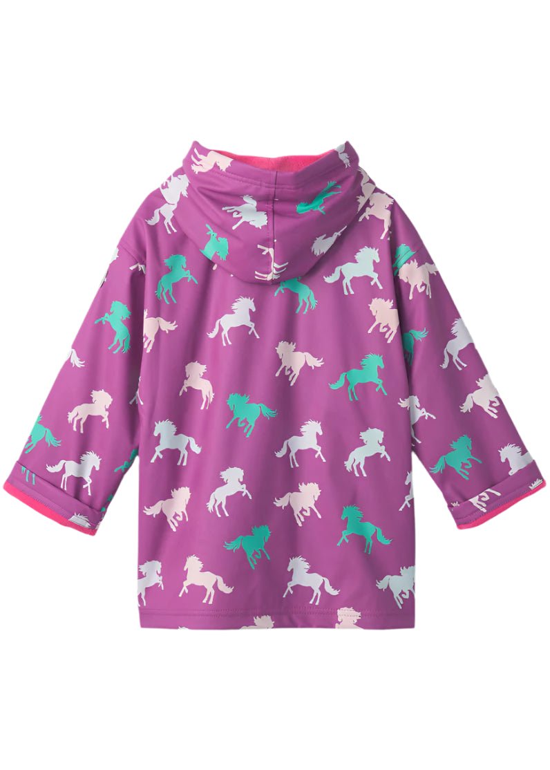 Girls Leaping Horses Colour Changing Zip - Up Rain Jacket