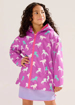 Girls Leaping Horses Colour Changing Zip - Up Rain Jacket