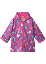 Girls Leaping Horses Colour Changing Zip - Up Rain Jacket