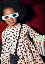 Girls Leopard Print Fleece Dress with Handbag