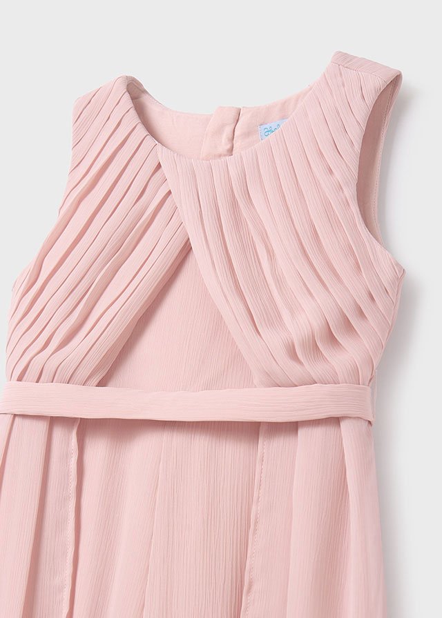 Girls Light pink Pleated Chiffon Jumpsuit (Abel & Lula)