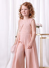 Girls Light pink Pleated Chiffon Jumpsuit (Abel & Lula)