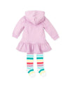 Girls Lilac Cotton Hooded Dress Set