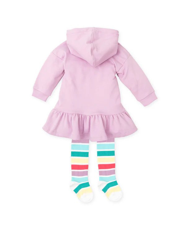 Girls Lilac Cotton Hooded Dress Set