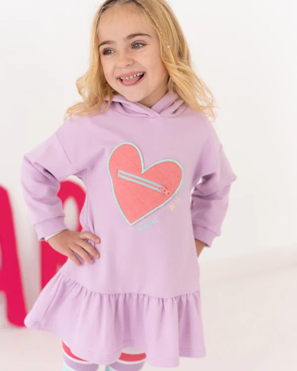 Girls Lilac Cotton Hooded Dress Set