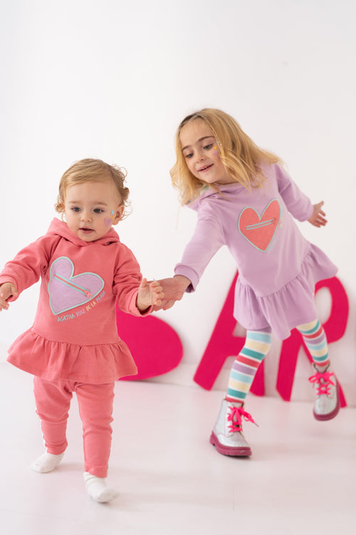 Girls Lilac Cotton Hooded Dress Set (Agatha Ruiz de la Prada)