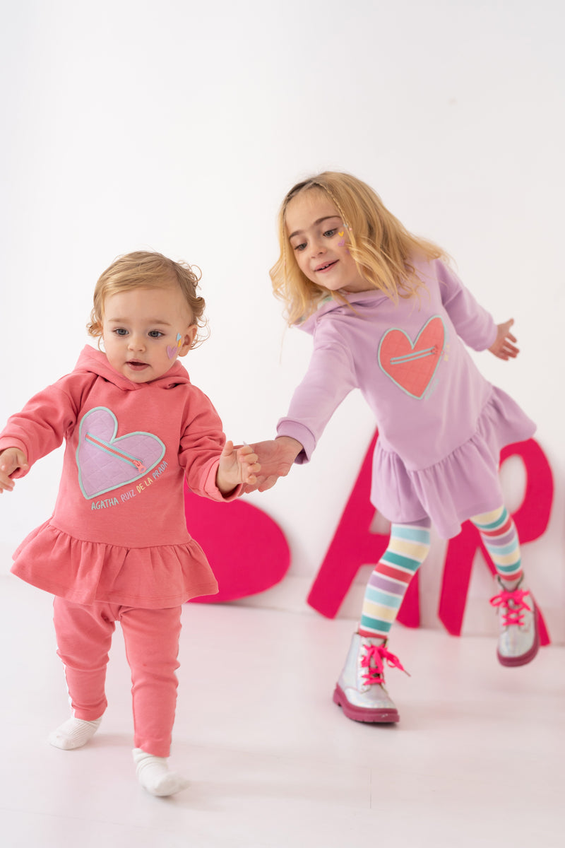 Girls Lilac Cotton Hooded Dress Set (Agatha Ruiz de la Prada)