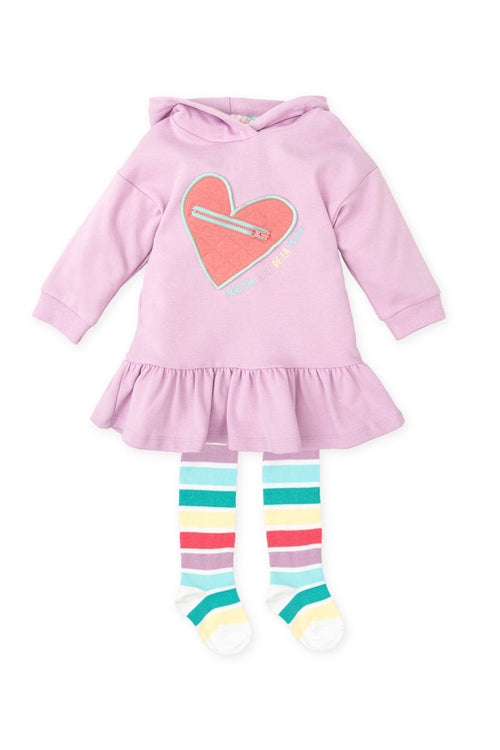 Girls Lilac Cotton Hooded Dress Set (Agatha Ruiz de la Prada)