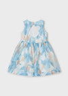 Girls Linen Floral Print Dress