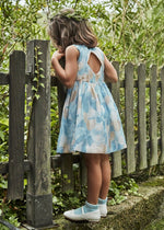 Girls Linen Floral Print Dress