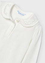 Girls' Long Sleeve Basic Polo with Embellished Collar (Mayoral)