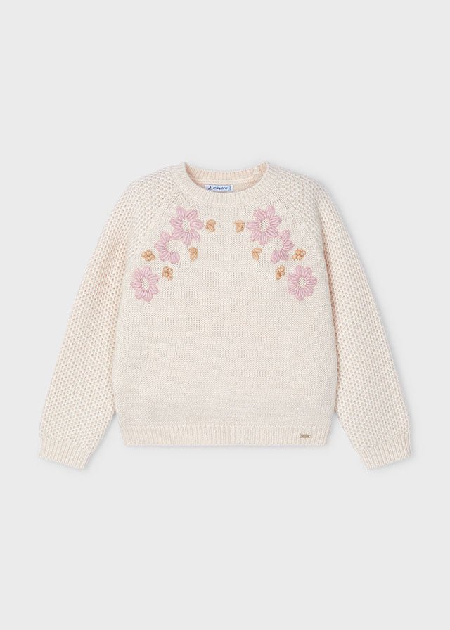 Girls' Long Sleeve Sweater with Floral Embroidery (Mayoral)