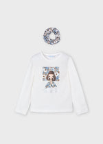 Girls' Long Sleeve T-Shirt Floral Print & Scrunchie (Mayoral)