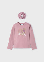 Girls' Long Sleeve T - Shirt Heart Graphic & Scrunchie (Mayoral)